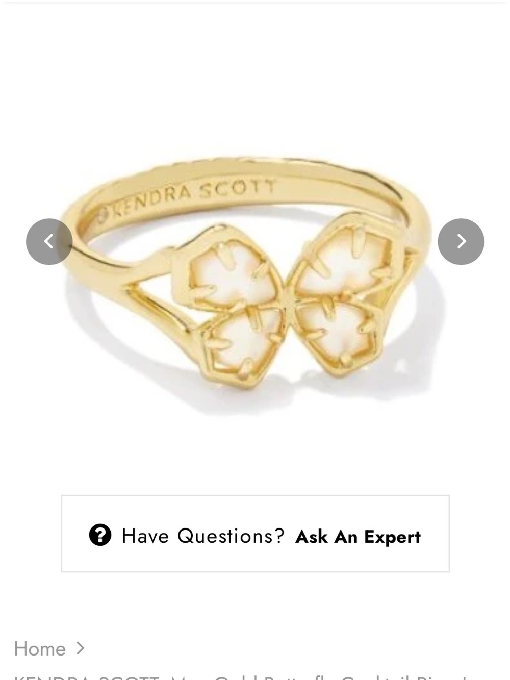 NOT FOR SALE, Kendra Scott Golden Abalone Butterfly Mae Ring Size 8